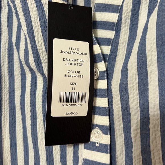 Veronica Beard Judith Striped Cotton Blouse - Picture 10 of 11